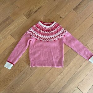 Mini Boden Fair isle Pink and White Patterned Sweater Size 7-8